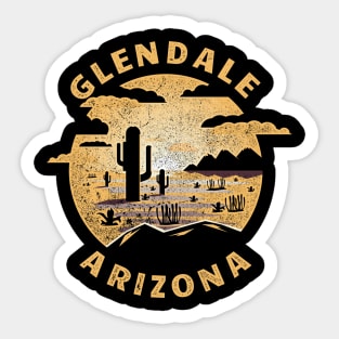 Glendale Arizona Desert Illustration Vintage Souvenir Sticker